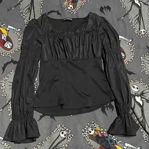 Scarlet darkness black blouse puff sleeves mermaid top